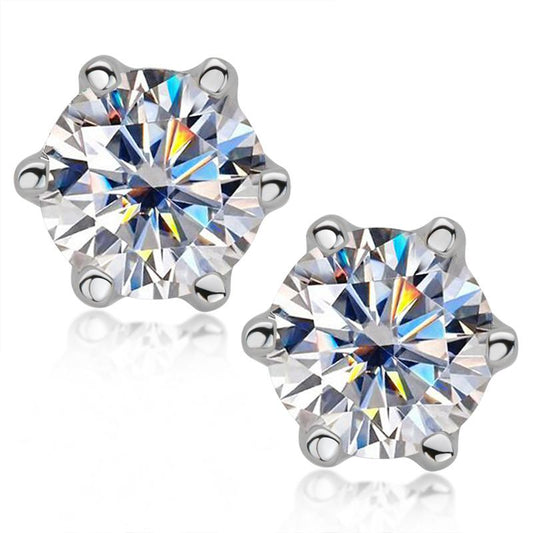 Round Cut Moissanite Diamond Classic Stud Earrings