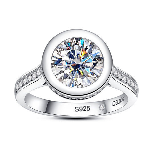 3CT Moissanite Halo Engagement Ring