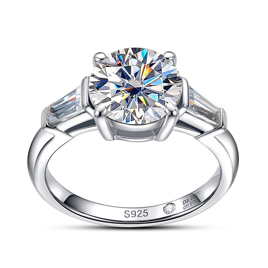 3CT Moissanite 925 Sterling Silver 3-Stone Rings