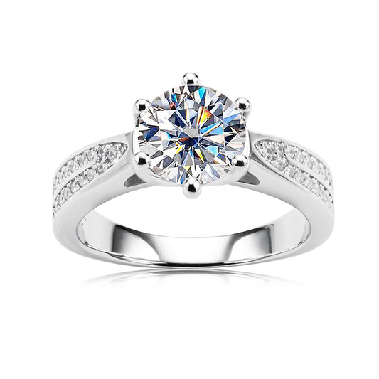 1CT/2CT Moissanite Luxury Six Claw Engagement Rings