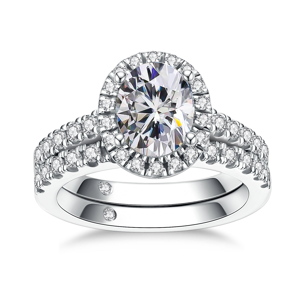 2CT Oval Cut Moissanite Bridal Ring Set