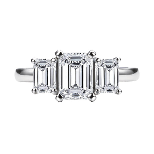 1.8cttw Moissanite Emerald Cut Engagement Ring 18K Gold Plated