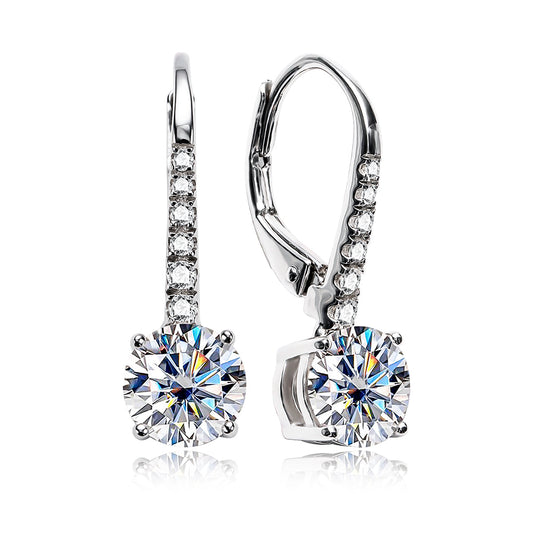 1CT Moissanite Dangle Drop 925 Sterling Silver Earrings