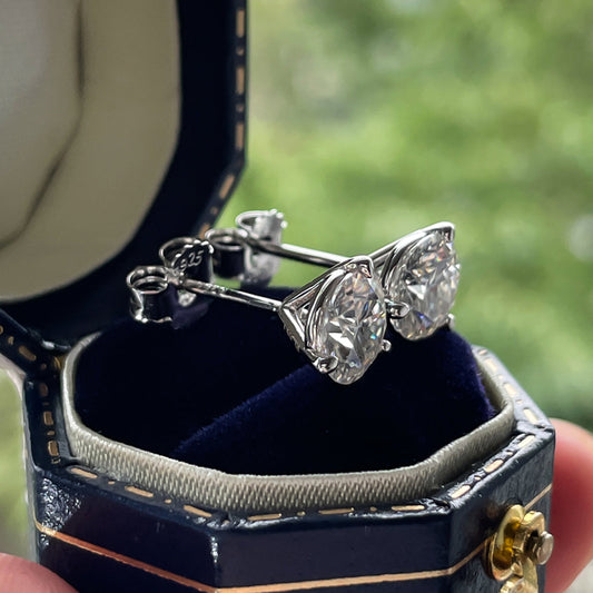 2.0CTTW Moissanite Earrings 18K White Gold Pated 925 Sterling Silver Earrings