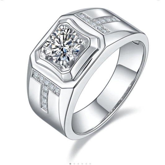 1.0CTTW 18K White Gold Plated Men's Rings