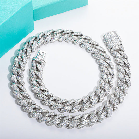 59/66CTTW  Moissanite Hip Hop Denim Cuban Necklace