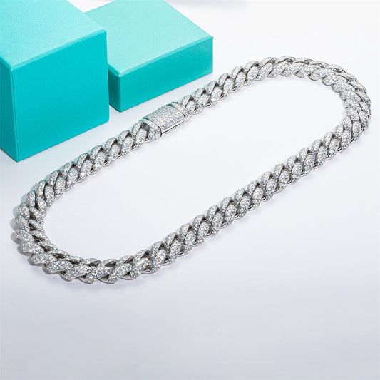 59/66CTTW  Moissanite Hip Hop Denim Cuban Necklace
