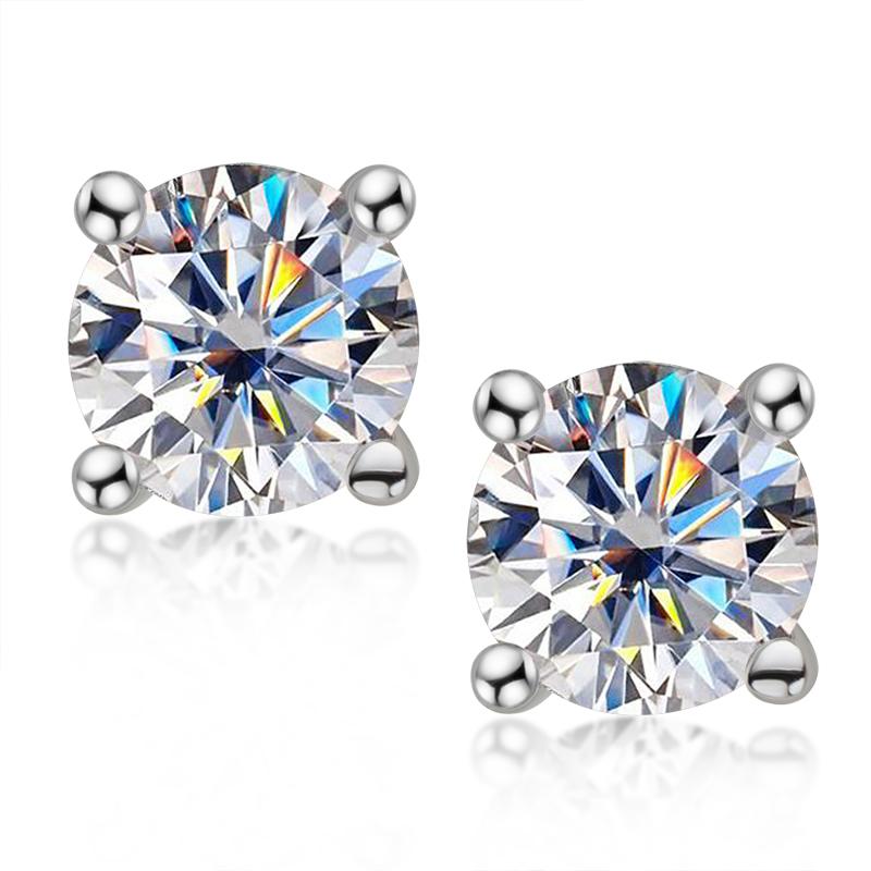 Round Cut Moissanite Diamond Classic Stud Earrings