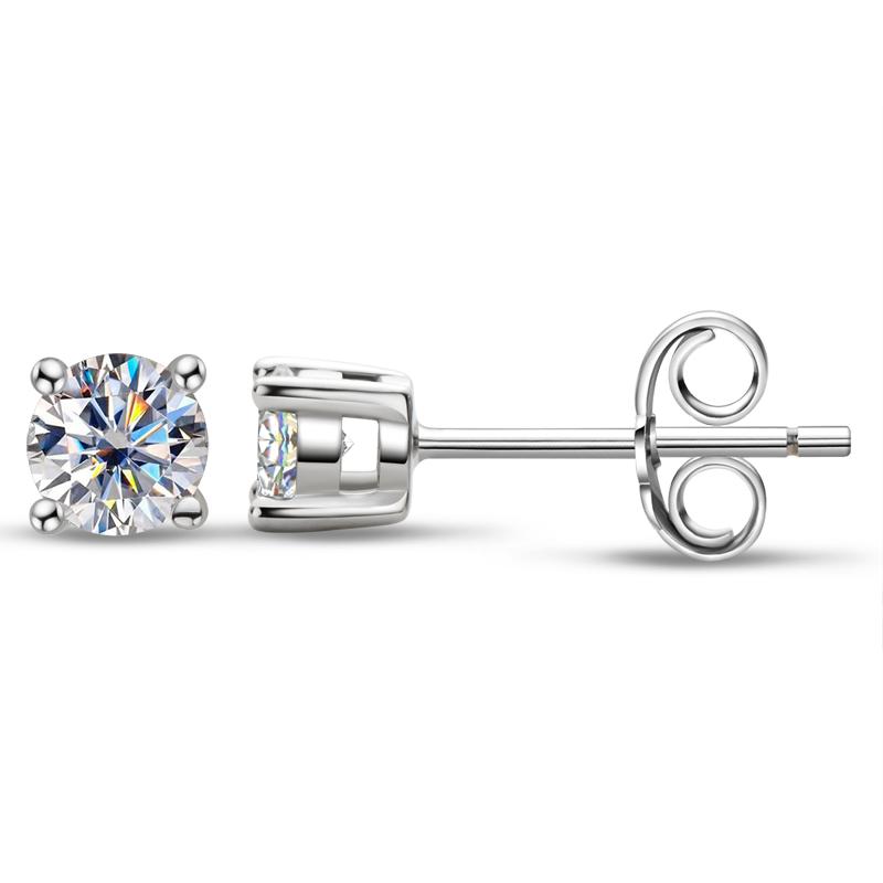 Round Cut Moissanite Diamond Classic Stud Earrings