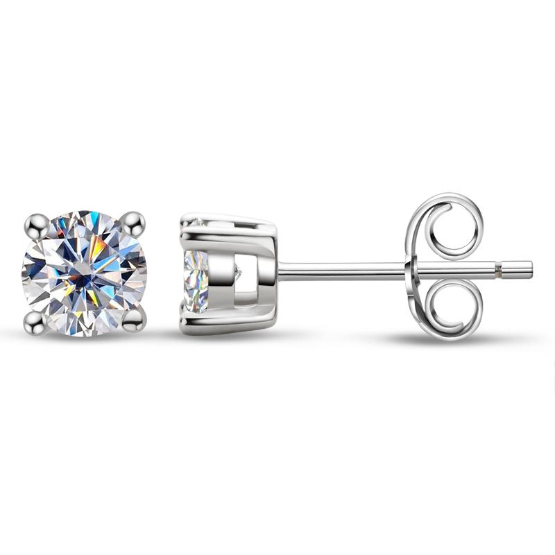 Round Cut Moissanite Diamond Classic Stud Earrings