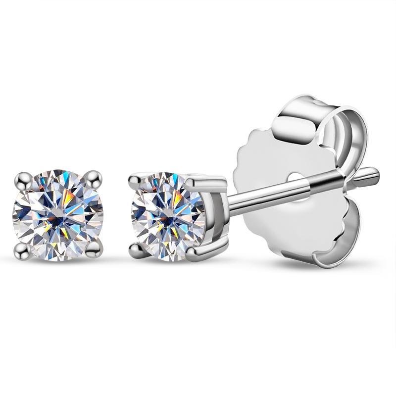 Round Cut Moissanite Diamond Classic Stud Earrings