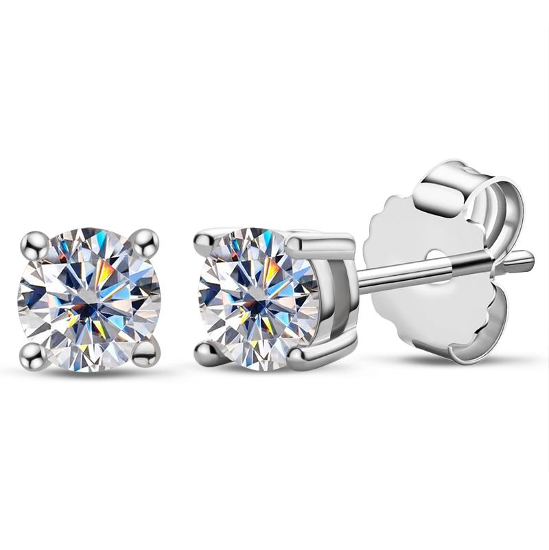 Round Cut Moissanite Diamond Classic Stud Earrings