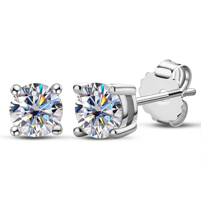 Round Cut Moissanite Diamond Classic Stud Earrings