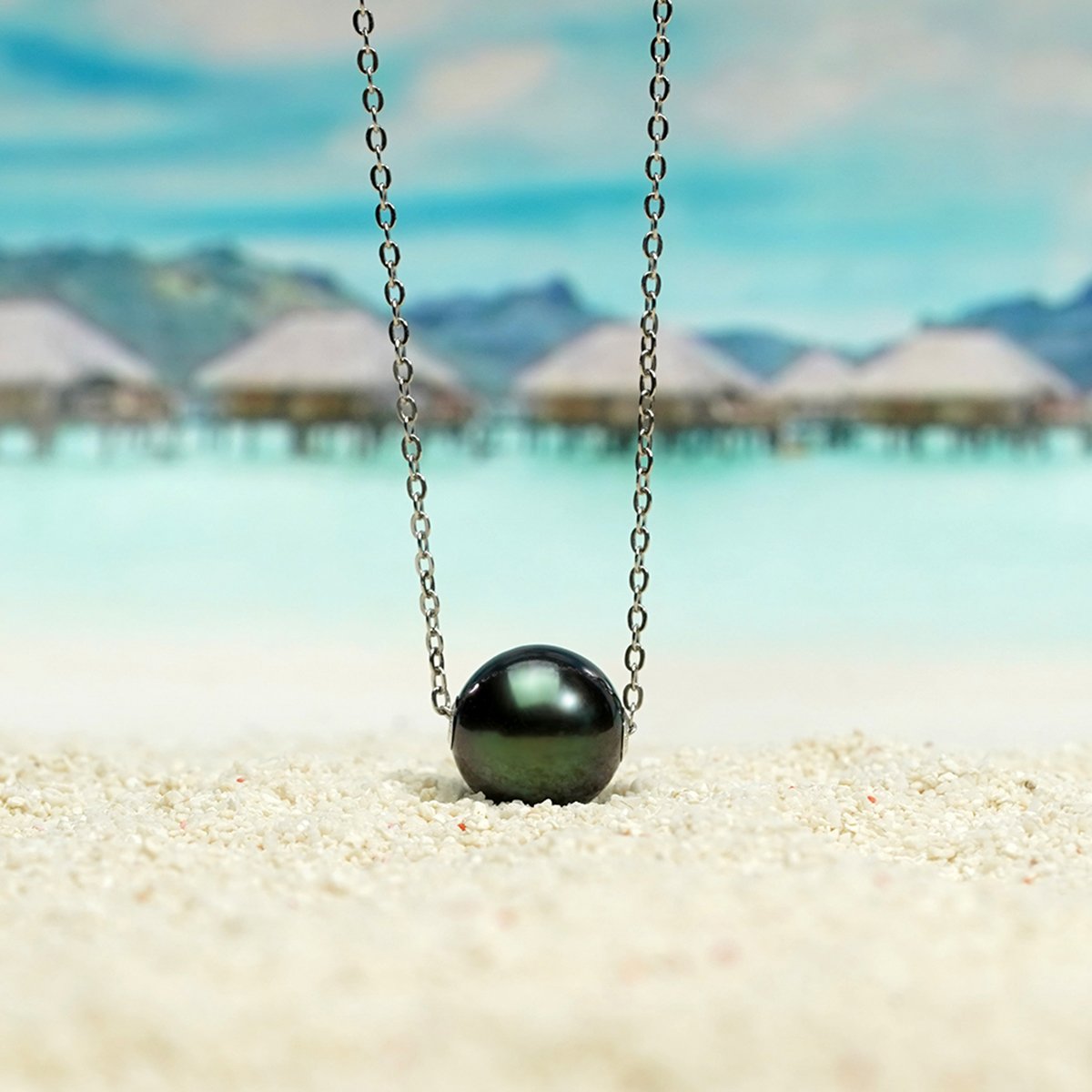 Genuine Black Tahitian South Sea Cultured Pearl Infinity Pendant Necklace