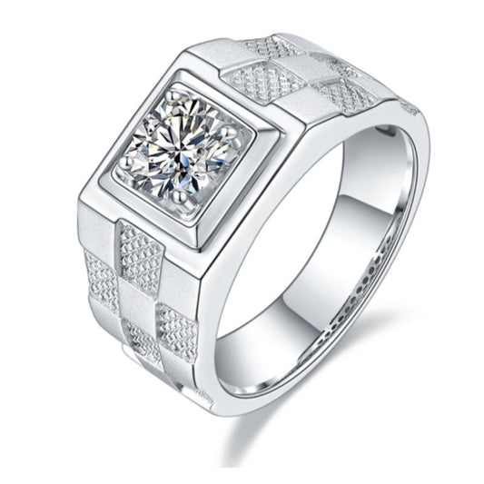 1.0CT Round Cut Moissanite Men's Rings