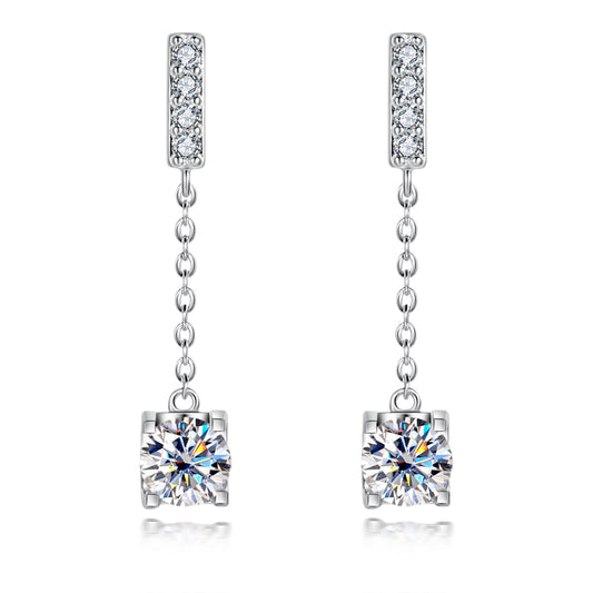 2.0CTTW D Color Moissanite Earrings 18K White Gold Plated CharmEarrings