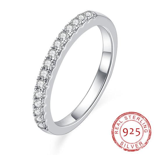 1.5mm Moissanite Half Eternity Band 925 Silver Ring