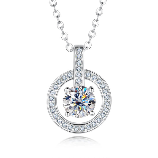 1.0CTTW D Color  Moissanite Necklace 925 Sterling Silver Necklace