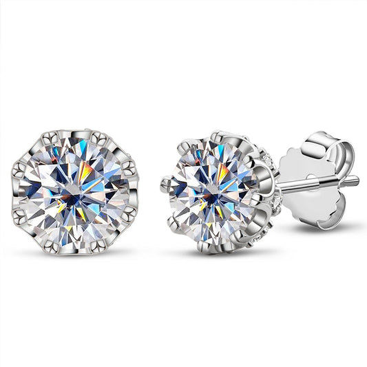 2.0CTTW D Color Moissanite Earrings 18K Gold Plated Flower Bridal  Stud Charm Earrings