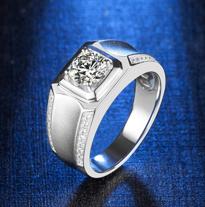 1.0/2.0/3.0CTTW Moissanite Groove Setting Men's Rings