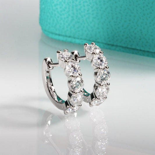 4mm 3.0CTTW D Color Moissanite Earrings Hoop Earrings 925 Silver Earrings