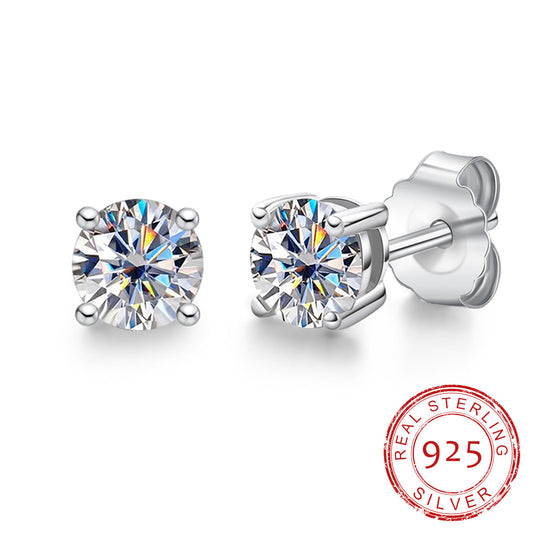4mm D Color Moissanite 925 Sterling Silver Stud Earring