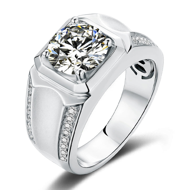 1.0/2.0/3.0CTTW Moissanite Groove Setting Men's Rings