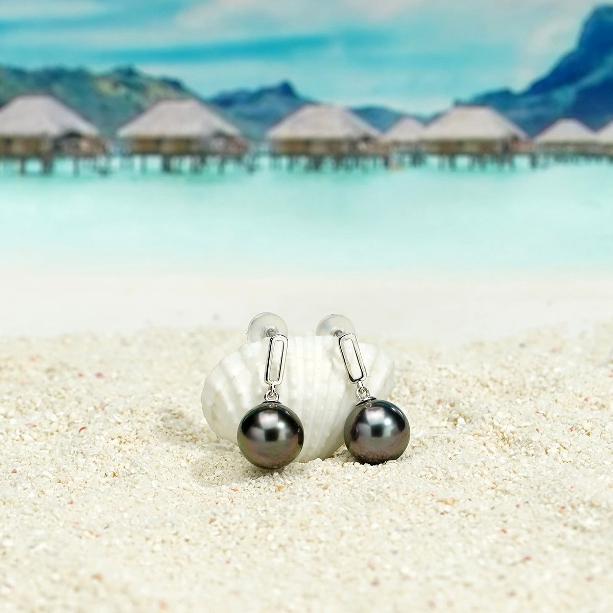 Yowting 18K Gold Tahitian Black Pearl Drop Earrings