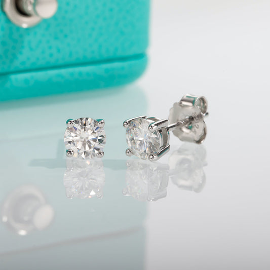 4mm D Color Moissanite 925 Sterling Silver Stud Earring