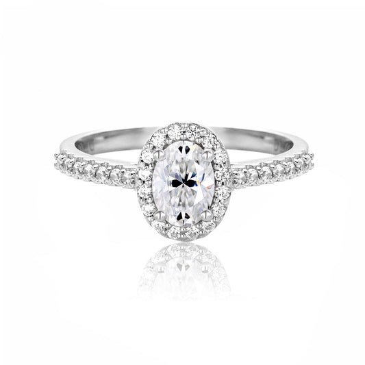 1.0CCTW Oval Cut Moissanite Ring 925 Sterling Silver Rings