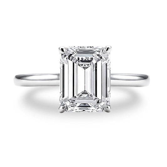 3.0CTTW Emerald Cut Moissanite Ring 925 Sterling Silver Rings