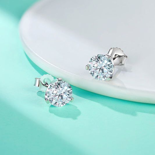 3.0CT D Color Moissanite Earrings 18K Gold Plated Silver Stud Earrings