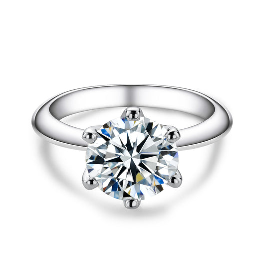 6 Prong Round Moissanite Solitaire Engagement Ring