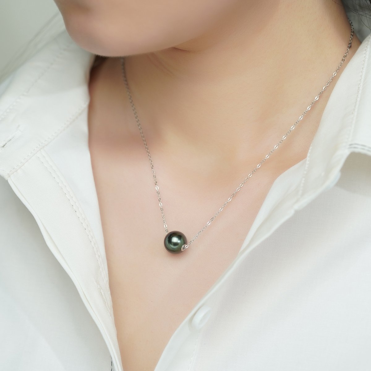 Genuine Black Tahitian South Sea Cultured Pearl Infinity Pendant Necklace