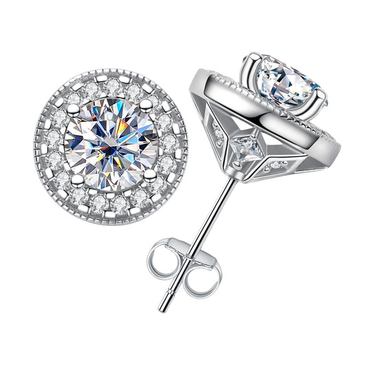 2.4CTTW  D Color Moissanite Earrings 18K Gold Plated 925 Sterling Silver Earrings