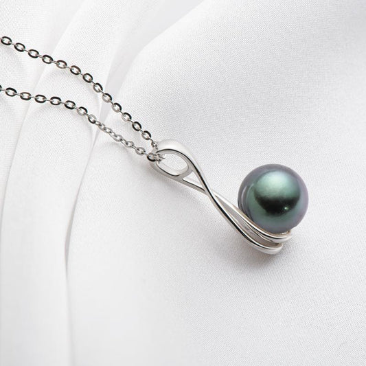 9.5-10mm Tahitian Cultured Black Pearl Pendant Necklace