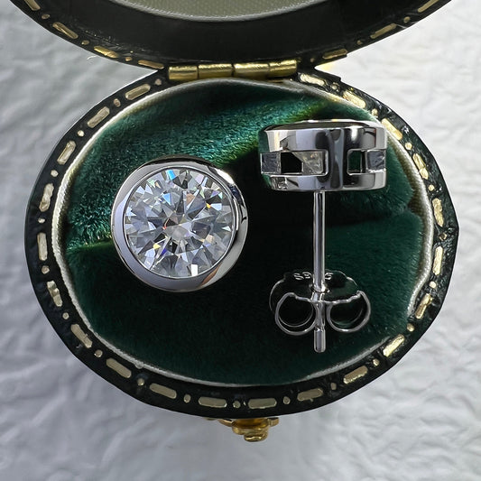 1.0CT/2.0CT D Color Round Moissanite Earrings 18K Gold Plated Stud Earrings