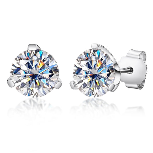 3.0CT D Color Moissanite Earrings 18K Gold Plated Silver Stud Earrings