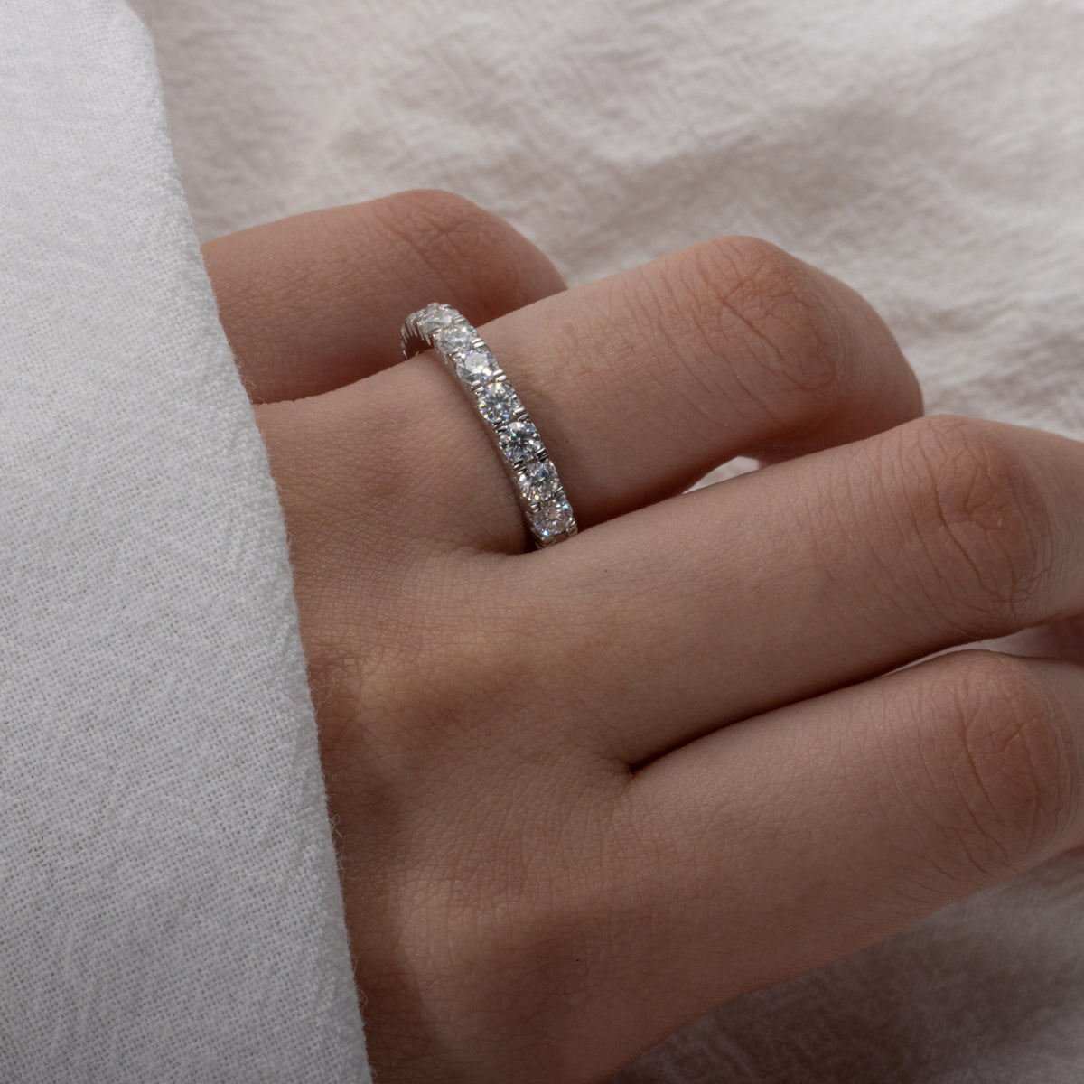 2.2CTTW Moissanite Eternity Band 925 Sterling Silver Ring