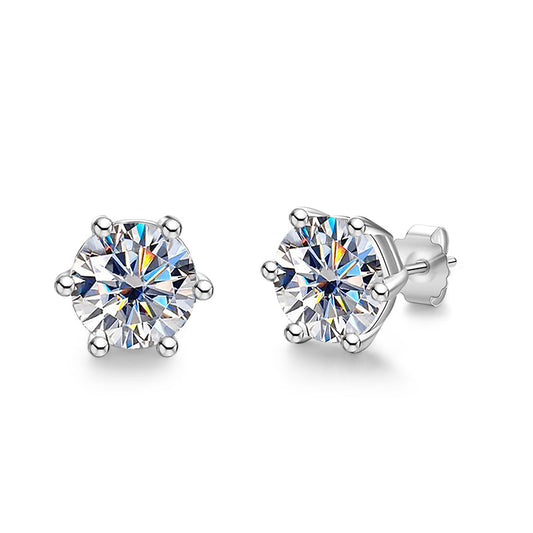1.0CT/2.0CT/4.0CT D Color Moissanite Earrings 925 Sterling Silver Stud Earrings