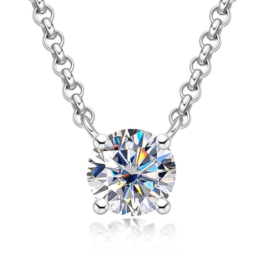 1.0/2.0CTTW D Color Moissanite Necklace 18K Gold Plated Pendant Necklace