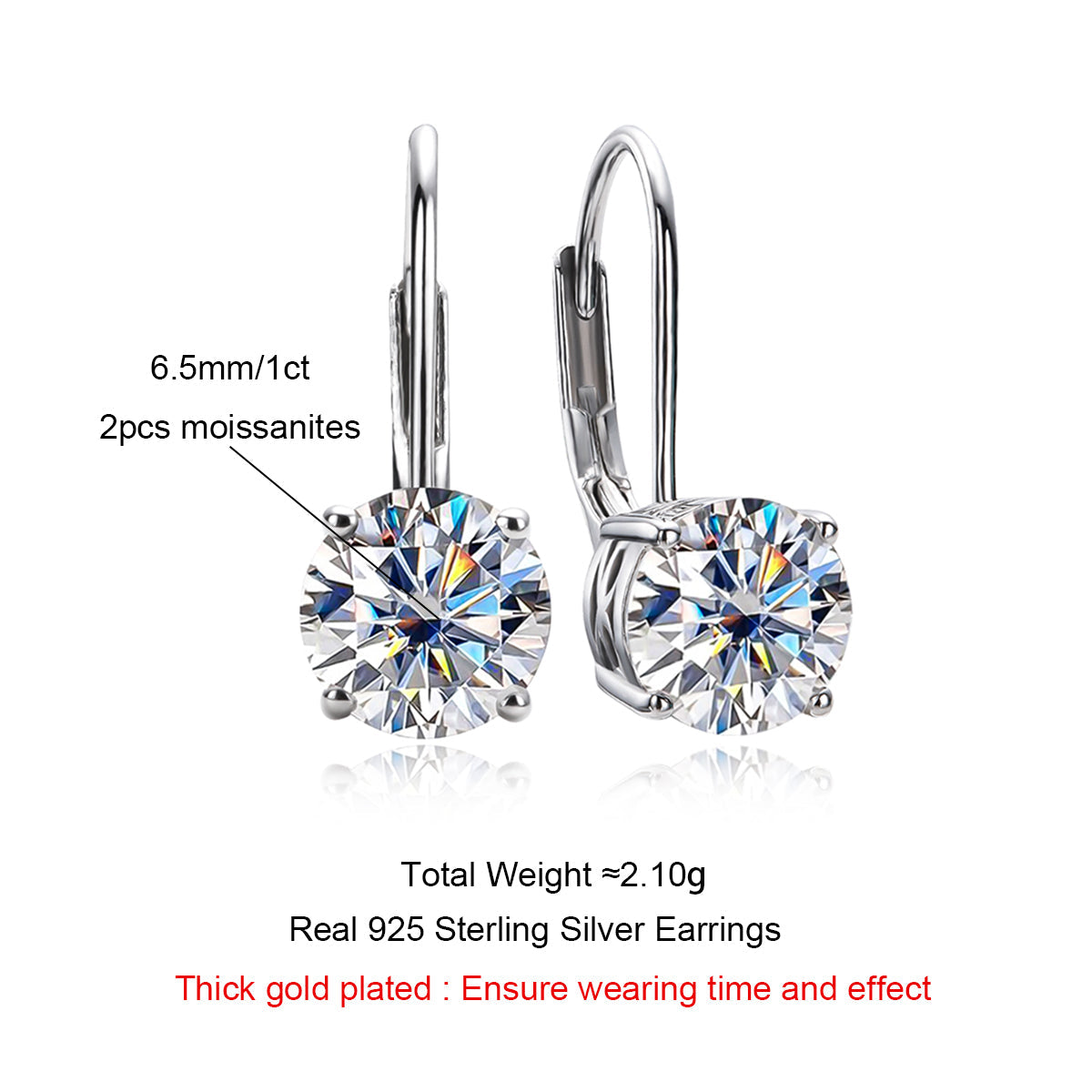 1 Carat Moissanite Bow Cuff Dangle Earrings