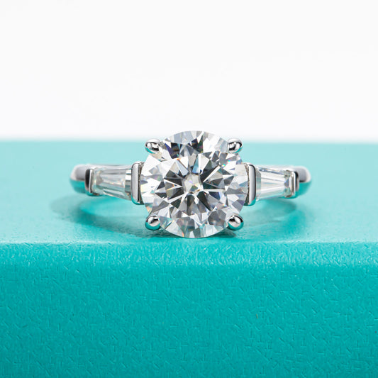 3CT Moissanite 925 Sterling Silver 3-Stone Rings