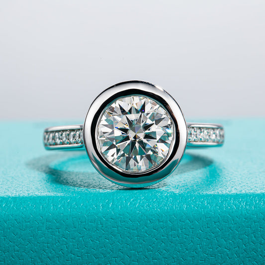 3CT Moissanite Halo Engagement Ring