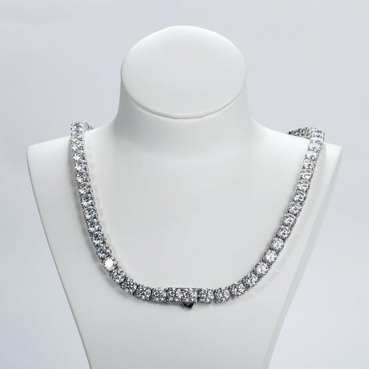 6.5mm 66CTTW D Color Moissanite Tennis Necklace 925 Sterling Silver 18K Gold Plated Neckalces