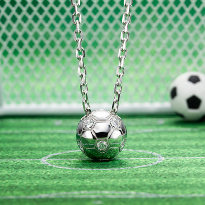 4MM 3.6CTTW D Color Moissanite Diamond Soccer Football Pendant Necklace