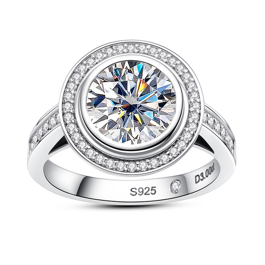 3CT Moissanite 925 Sterling Silver Halo Engagement Rings