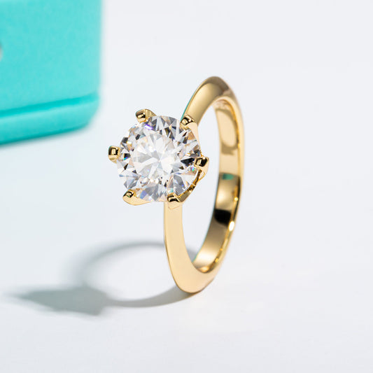 2CT/3CT Yellow Gold Plated Moissanite Engagement Ring