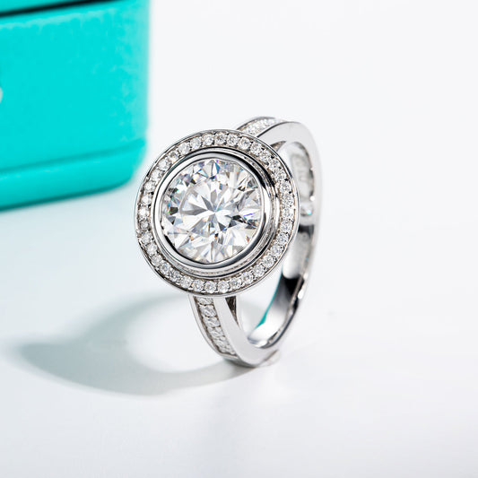 3CT Moissanite 925 Sterling Silver Halo Engagement Rings