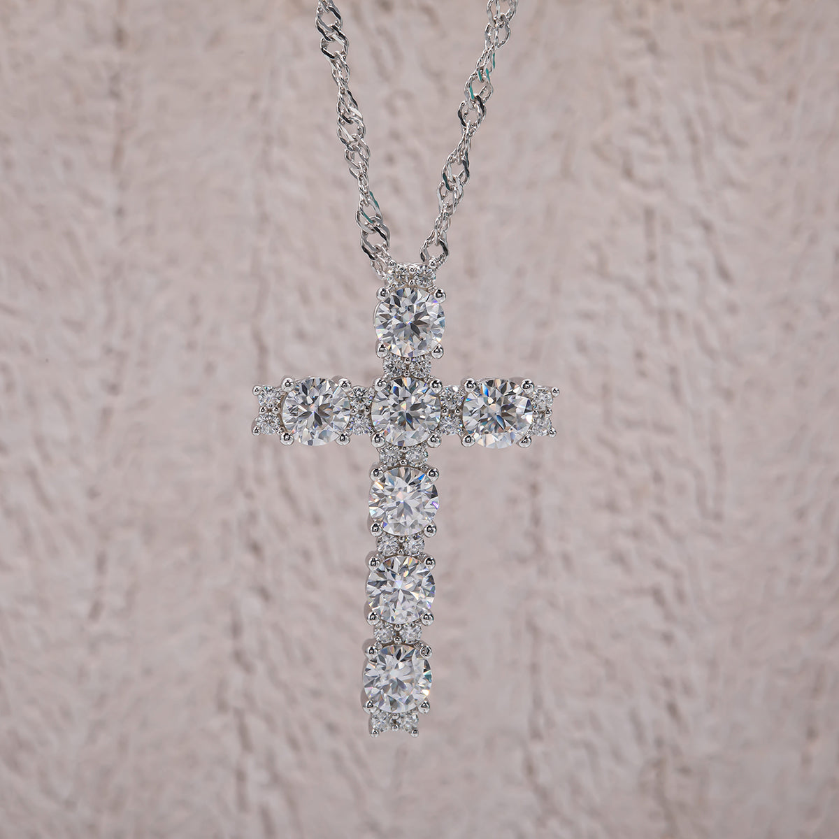 4MM 2.1 Carat D Color Moissanite Diamond Cross Pendant Necklace 925 Sterling Silver